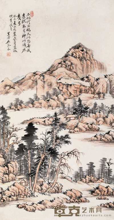 吴琴木 1943年作 秋深红树 立轴 87×45cm